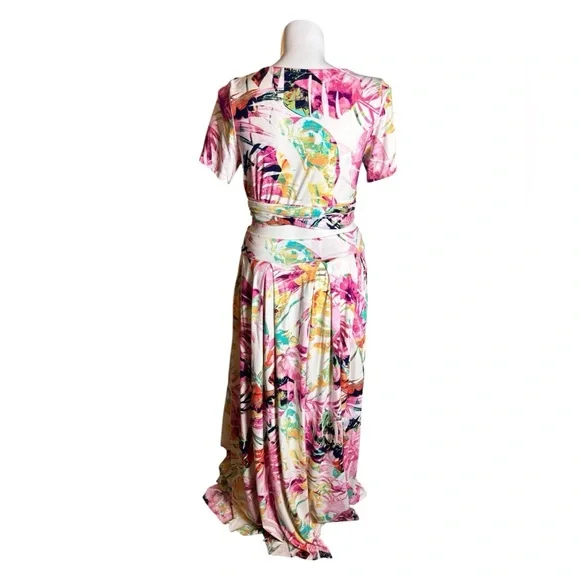 The Curve by Judani 3X Maki Skirt Top Crop Tie Wrap Shirt Floral 2 PC - Picture 8 of 12